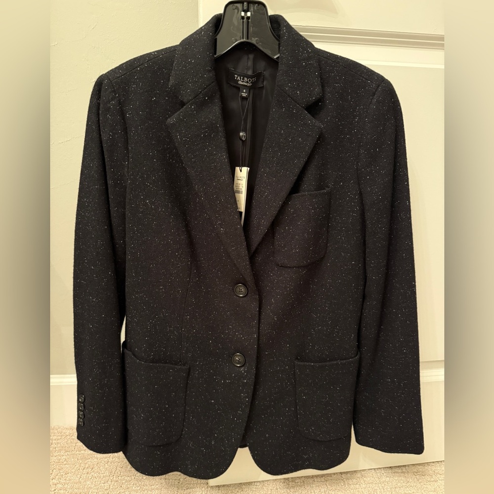 NWT Talbots Black Wool Blazer, Size 4